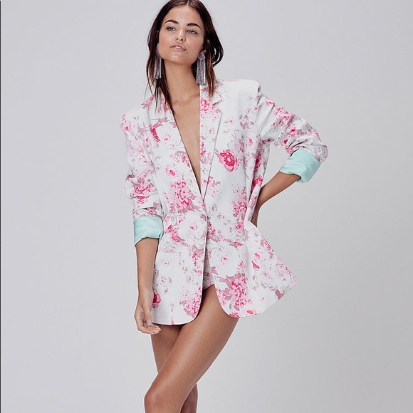 NWT For Love & Lemons Weston Denim Blazer Small - Picture 1 of 4